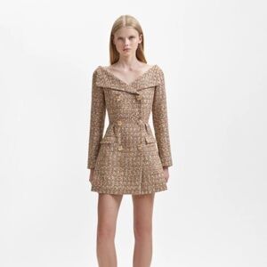Self-Portrait Gold Tinsel Boucle Mini Dress